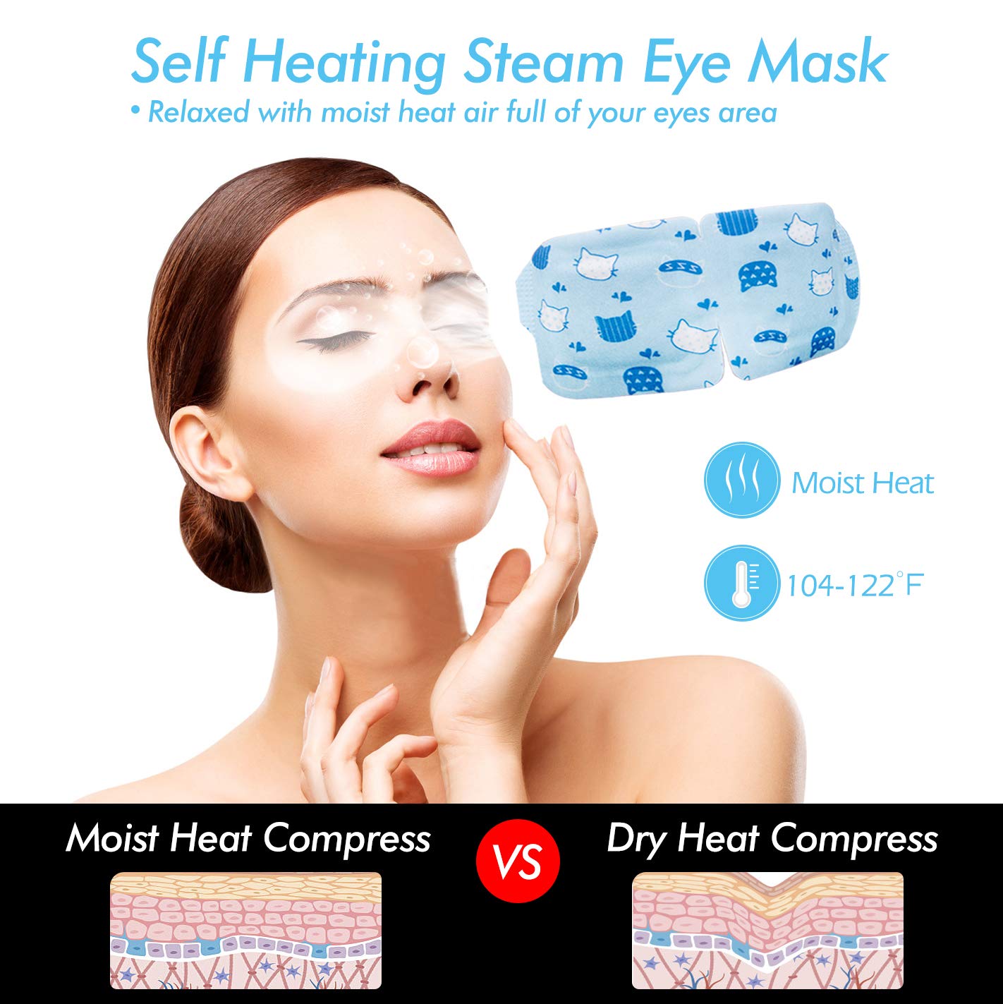 Jekeno Steam Eye Mask, 20 Packs Eye Masks for Dry Eyes, 40-60 Minutes Self Moist Warm Compress Heated Disposable Mask for Sleep, Spa Relaxing Trip Gifts, Travel Essentials for Women Men