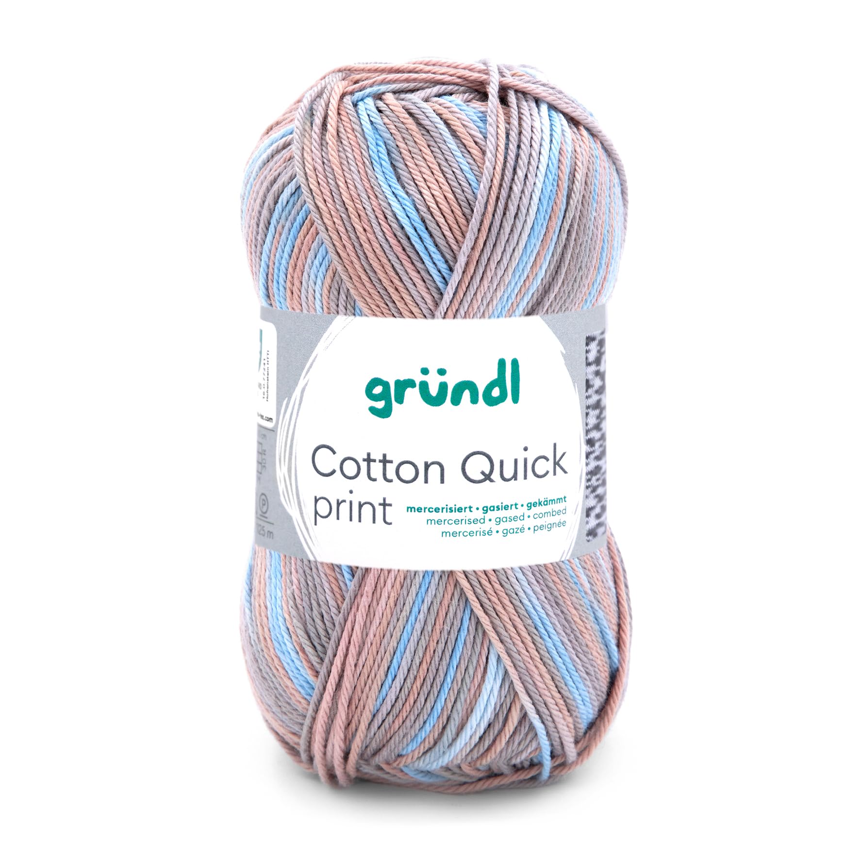 Gründl Yarn, Acrylic, Beige-Blue-Gray-Mix Color, ca. 225 m