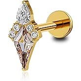 FINE4U ASTM F136 Titanium 16G 6mm 8mm Piercing Jewelry Stud for Conch Helix Flat Lobe - FlatBack Cartilage Earring Stud, Hypoallergenic Implant Grade Nickel Free Body Jewelry