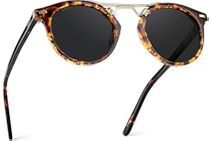 WearMe Pro - Women's Polarized, Round Retro, Double-Bridge Vintage Sunglasses
