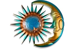 LIFFY Sun Metal Outdoor Wall Decor - 3D Sun Moon Metal Wall Sculpture - Hanging Decoration Gift Ideal for Celestial Decor Home Accent, Bedroom, Garden, Patio, Farmhouse - Lively and Vibrant