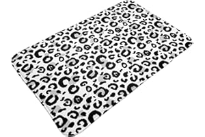 Bathroom Rugs Non Slip Washable 20 x 31.5 Inch - Cool Black Grey Leopard Print Kitchen Mats for Floor, Area Rugs for Entryway