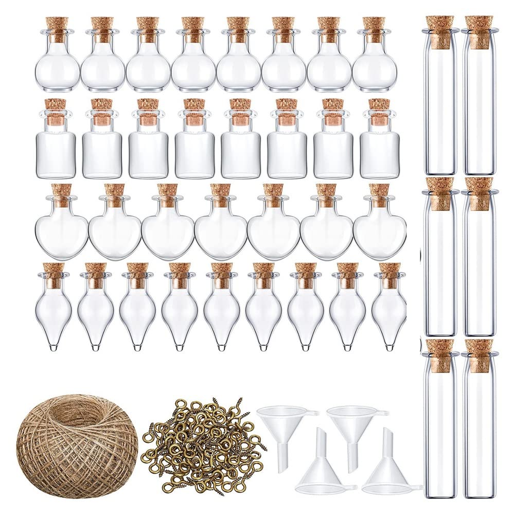 Hopbucan Transparent Wishing Bottle Pendant - Glass With Horn Nail String Cork - Mini Decoration