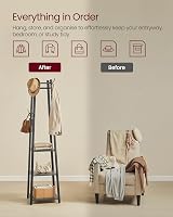 VASAGLE Coat Stand with 8 Double Hooks 4 Shelves Charcoal Grey Ink Black view 5