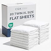 Bulk Case Pack of 20 Flat Sheets - (20) Twin XL Size Hotel Quality Top Flat Bed Sheets Only - Wholesale Bulk Bedding for Hotels, Spas & Airbnbs - Breathable, Cooling & Wrinkle Free - (Twin XL, White)