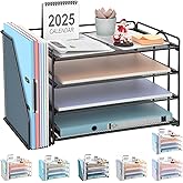 gianotter 4-Tier Paper Organizer With Magazine Holder, Desk Organizers and Accessories, Desk Accessories & Workspace Organizers, File Organizer for Office Supplies Storag (Black, 4-Tier)