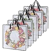 5 Pack Wreath Storage Bag 26x9 Inch Christmas Wreath Storage Container with Zipper and Handles, Underbed Wreath Storage Organizer for College Clothes Pillow Bedding Christmas Wreath