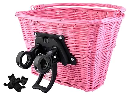 Iso Trade Fahrrad Weidenkorb Geflochten Abnehmbar Groß klick-System 5kg/10kg Traglast 2352, Farbe:Rosa