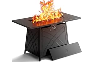 BALI OUTDOORS Propane Fire Pit Patio Outdoor Fire Pit Table Large Firepits for Outside Black