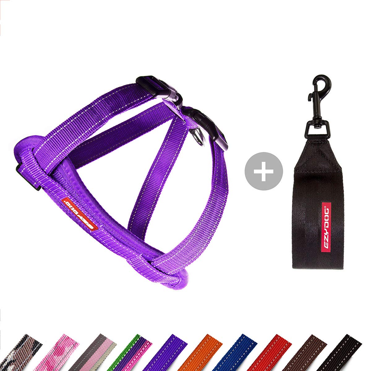 EZYDOG Classic Chest Plate Harness | Dog Harness Small, Medium, Large, K9 Dog Harness, Reflective Stitching, No Pull, Breathable (Purple)