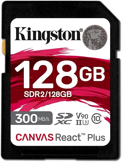 Kingston Canvas React Plus 128GB SDXC UHS-II U3 V90 4K/8K SD Card