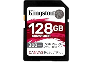 Kingston Canvas React Plus 128GB SD Card | SDXC UHS-II | 300R/260W U3 V90 | Full HD/4K/8K | SDR2/128GB