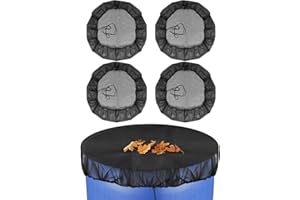 BRUWAA 4 Pcs Mesh Cover for Rain Barrels with Drawstring, Rain Barrel Netting Screen to Collect Rainwater from Gutter, Keeps Leaves and Debris from Falling into Rain Barrels for Outdoor Garden-39 Inch