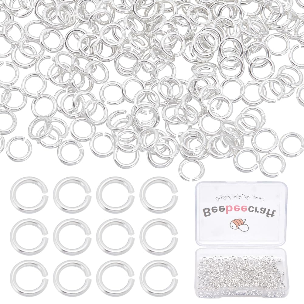 Beebeecraft 300Pcs 4mm Open Jump Rings 925 Sterling Silver Plated Brass Jewelry Making Repairing Jump Ring Findings with Storage Box for DIY Earrings Bracelets Anklets