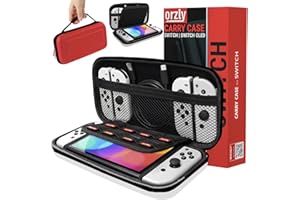 Orzly Carry Case Compatible with Nintendo Switch and New Switch OLED Console -Protective Hard Portable Travel Carry Case Shell Pouch with Pockets for Accessories and Games