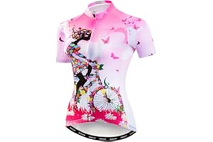 Hotlion Cycling Jersey Women Short Sleeve Bicycle Clothing Top MTB Full Zipper Bike Jerseys Clothes