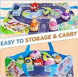 SYHLN 12-Piece Pull Back Toy Cars Set with 2 in 1 Play Mat Storage Bag view 3