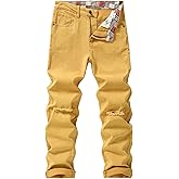 MZNBURAM Men's Knee Ripped Slim-Fit Skinny Stretch Cotton Taper Fit Jeans Pants
