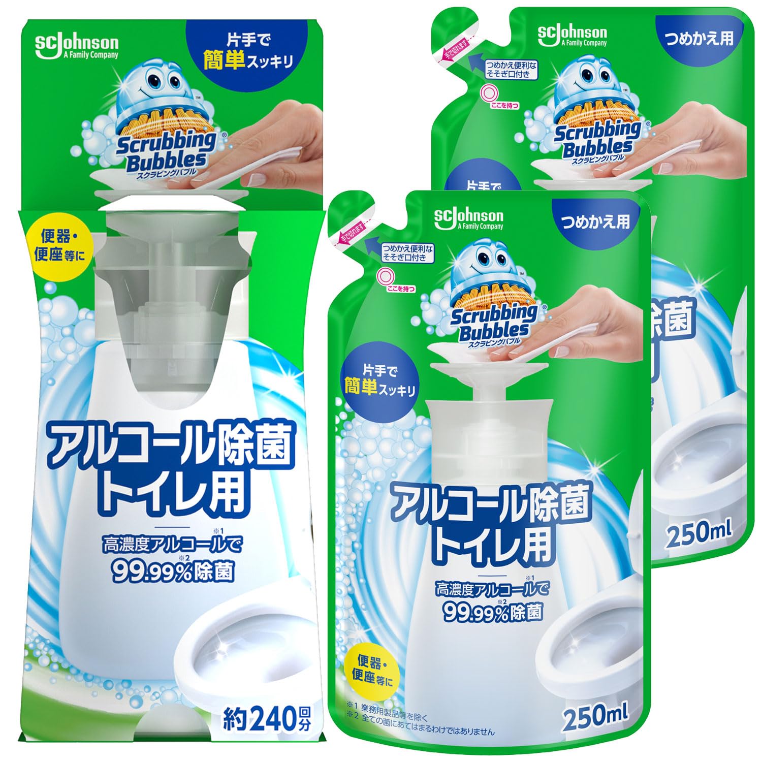 スクラビングバブル (Scrubbing Bubbles) アルコール除菌 プッシュタイプ 本体 300ml+詰め替え用 250ml×2本セット 【Amazon.co.jp 限定】商品画像