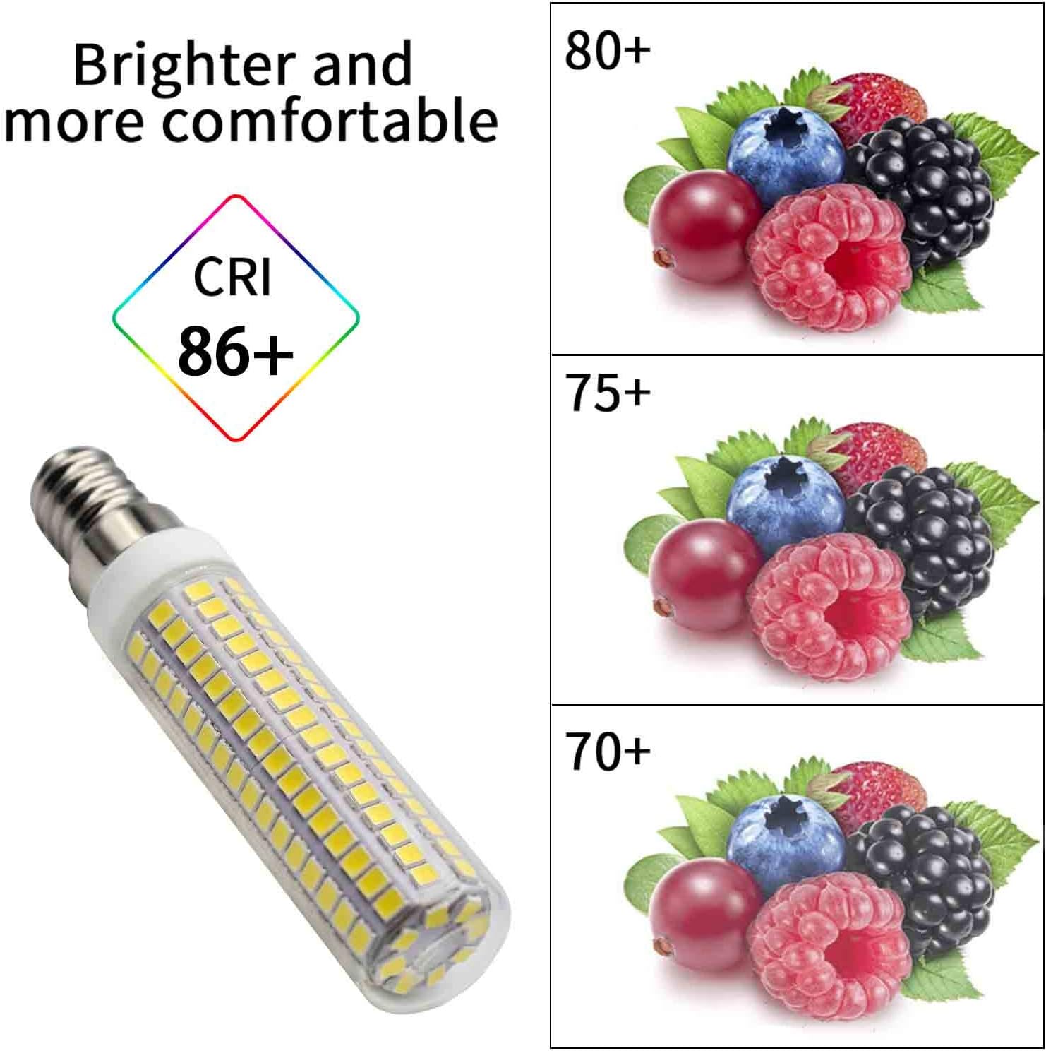 MJIUZHOU E14 Led Light Bulb 8W Equivalent to 80W 100W 120W Halogen Cool White 6500K 1160Lm AC 95V- 265V C7 Edison Chandelier Small Base for Refrigerator Ceiling Fan Bedroom Salt Lighthouse Pack of 2 - Image 3
