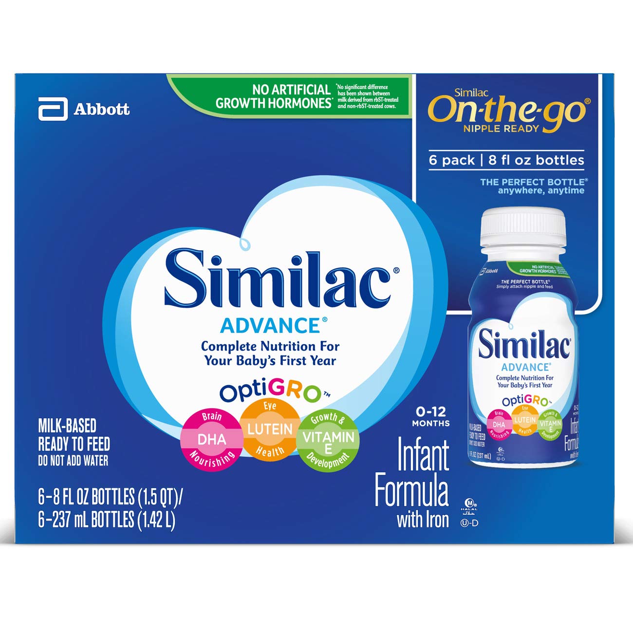 Similac Advance Infant Formula with Iron, Baby Formula, Ready to Feed, 8 fl oz (Pack of 24