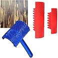 H HAGU LANDE Wood Grain Tool,Woodgraining Tool Kit Textured Paint Roller Soft Rubber, Natural Wood Grain Painting Maker Tool for DIY Wall Room Decor(3PCS)