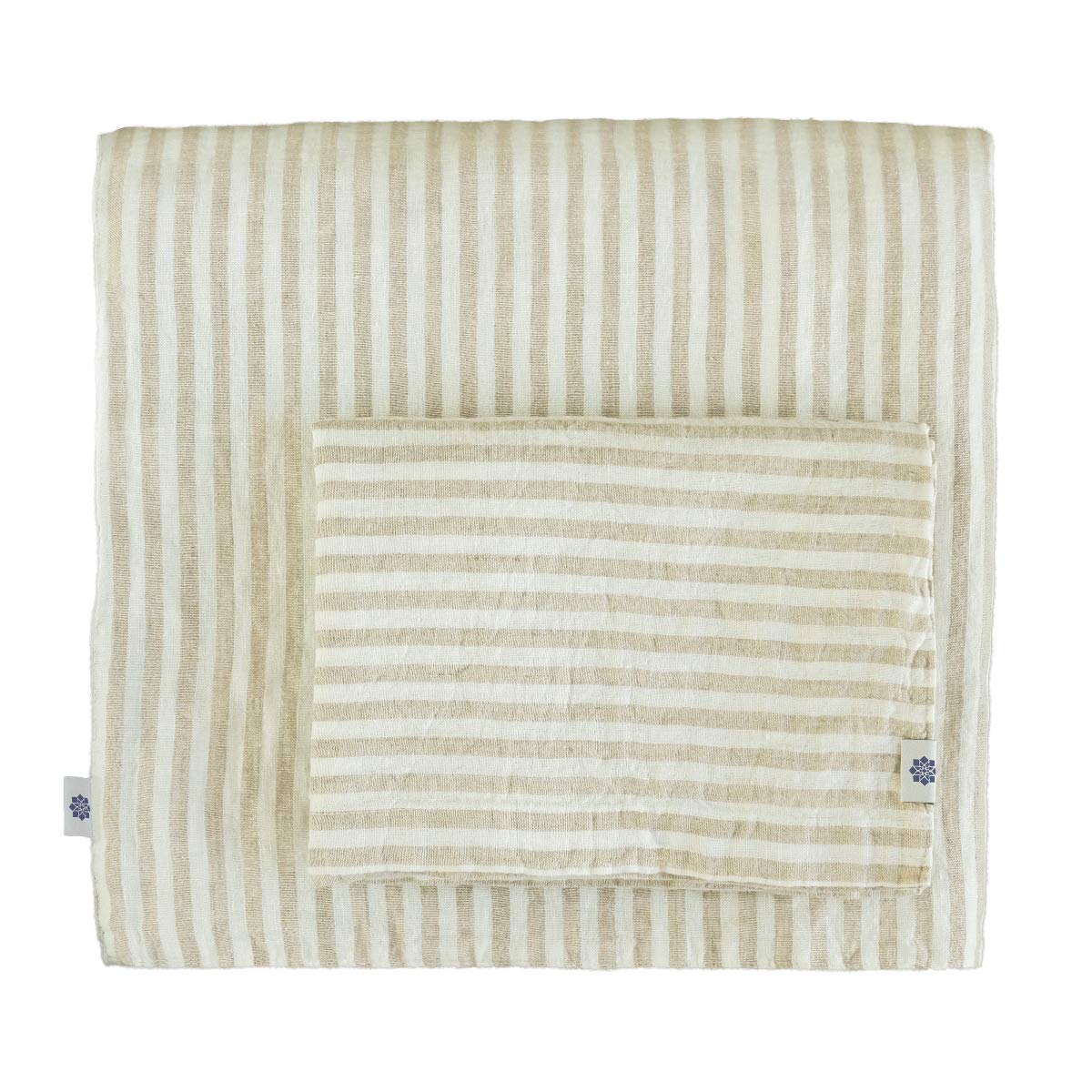 Linen & Cotton Striped Duvet Cover Set AUDREY, 100% Stonewashed Linen - DOUBLE (200 x 200cm)