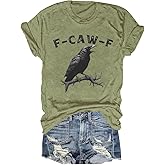 F-Caw-F Crow Shirt V Neck Fcawf Tshirt Black Bird Shirt Funny Fcawf Crow Graphic T-Shirt