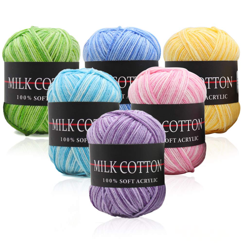 6 Rolls Large Acrylic Yarn Skeins - Assorted Colors, Soft, Perfect for Knitting & Crochet Projects