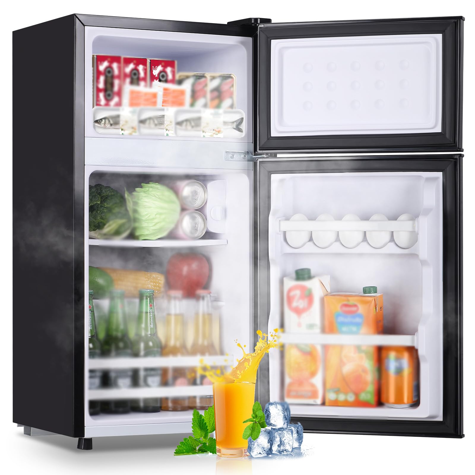 Photo 1 of **SIMILAR ITEM** 2.4 Cu.ft Mini Fridge with Double Doors Small Refrigerator with Separate Freezer, Tiny Size & Personal Fridge Ideal for Office Apartment Dorm Black