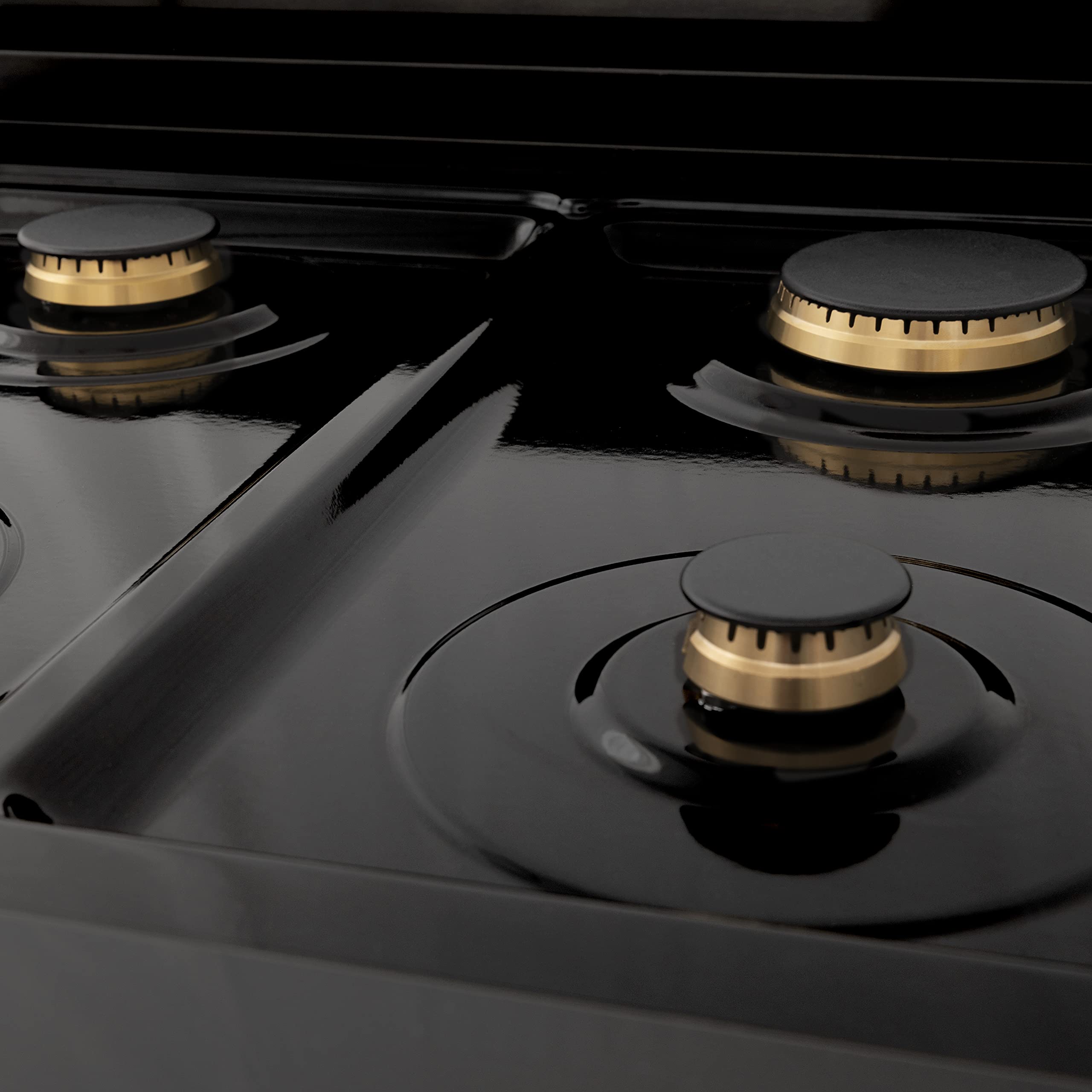 ZLINE Autograph Edition 36 in. 4.6 cu. ft. Legacy Dual Fuel Range with 6 Burner Gas Cooktop and Electric Convection Oven in Black Stainless Steel and Champagne Bronze Accents (RABZ-36-CB)