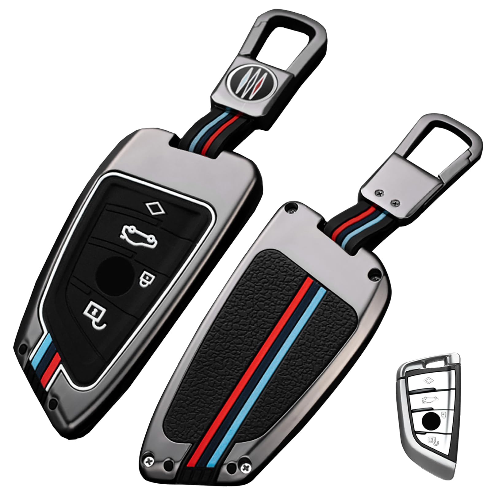 Photo 1 of OLLEN Heavy Metal Key Fob Cover Case, Fit for BMW 2 5 6 7 Series X1 X2 X3 X5 X6 GT Series, Full Protection Key Fob Shell Case, Blade Shape, Gunmetal (1 Pcs)