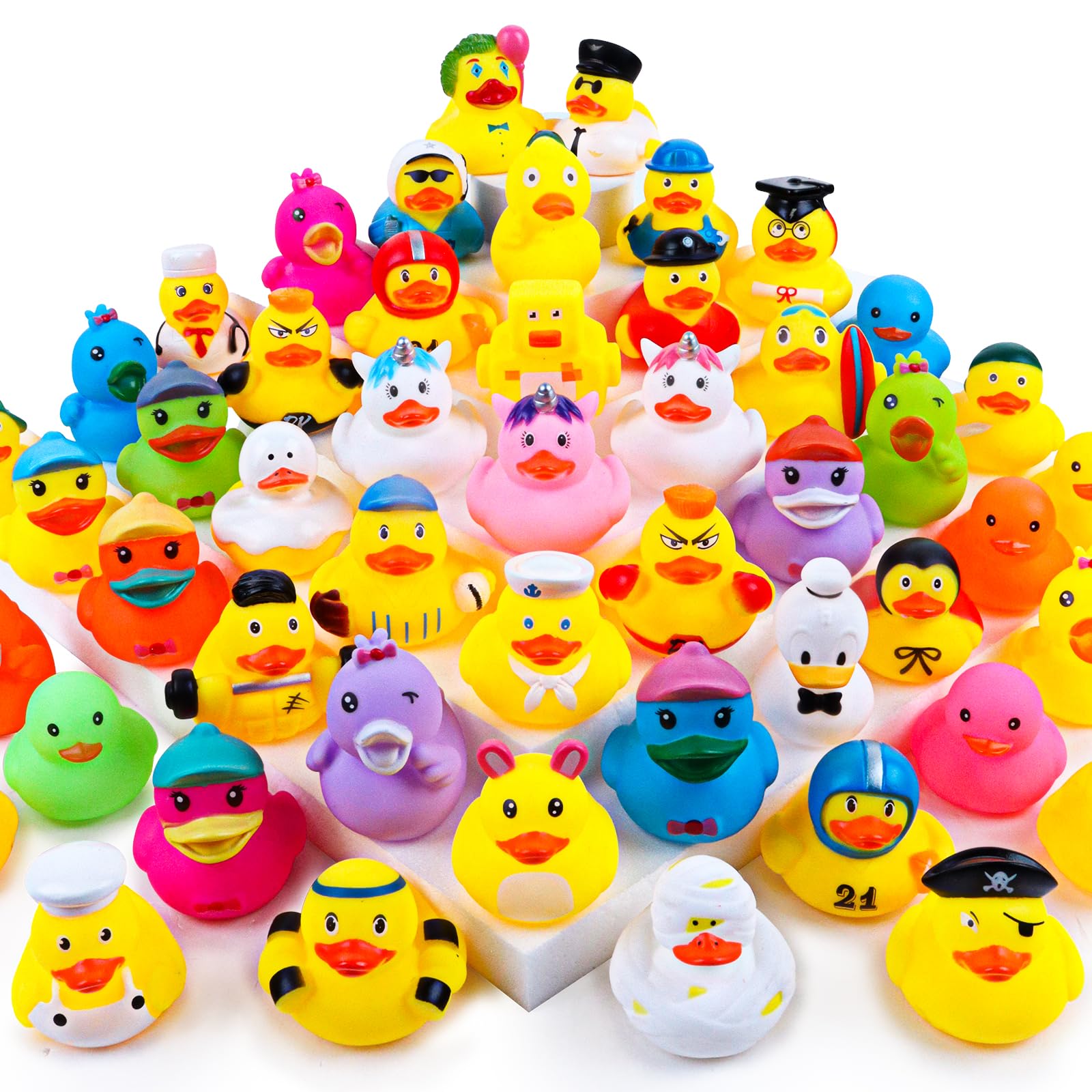 Photo 1 of 100PCS Rubber Ducks, Random Assortment Ducks Bulk, 2 Inch Mini Rubber Duckies for Toddler Bath Toys, Kids Bath Pool Toys Birthday Gifts Party Favors