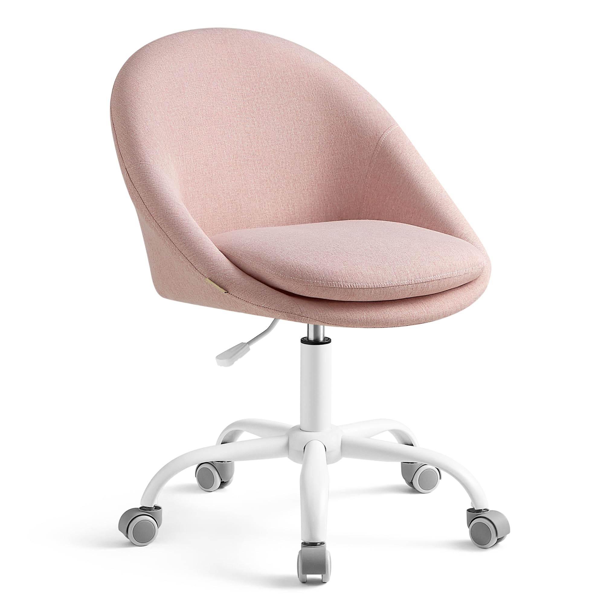 VASAGLE Office Chair, Vanity Chair, Desk Chair, Cotton-Linen Fabric, Foam Padding, Adjustable Height, for Home Office, Study, Bedroom, Jelly Pink UOBG020P91