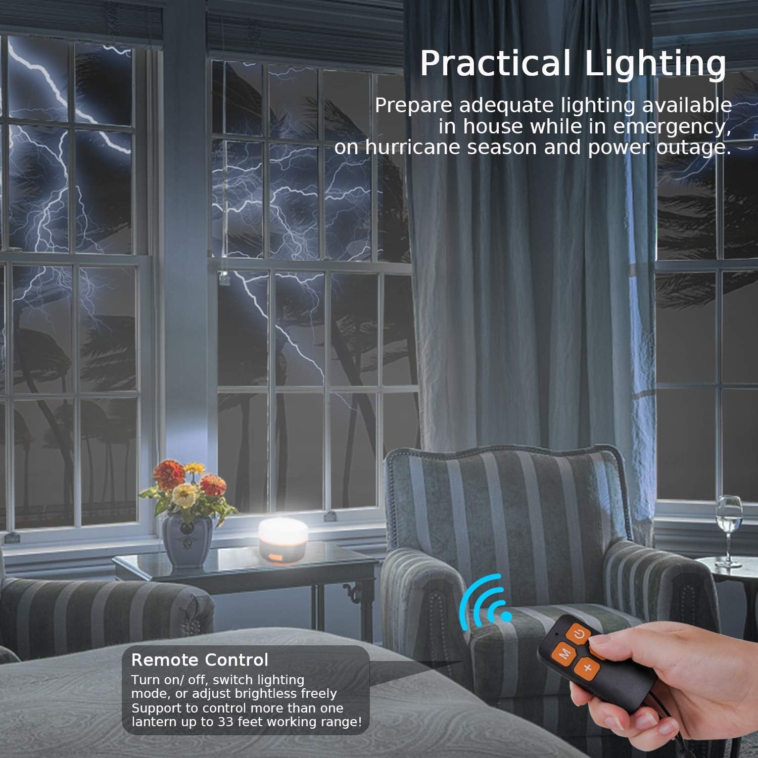 lanktoo Rechargeable Camping Lantern with Remote Control & Power Bank, USB C Camping Light 300H Running - Image 3