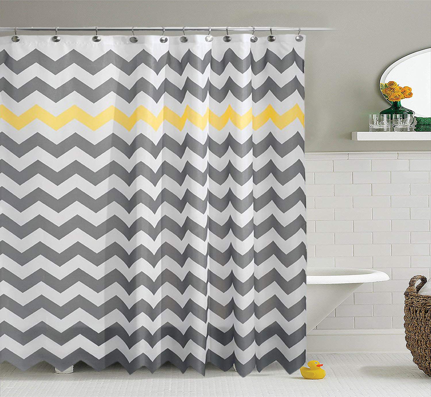 Solid Shower Curtain, Waterproof Mouldproof Shower Curtains with 12 Hooks Polyester Fabric 180 x