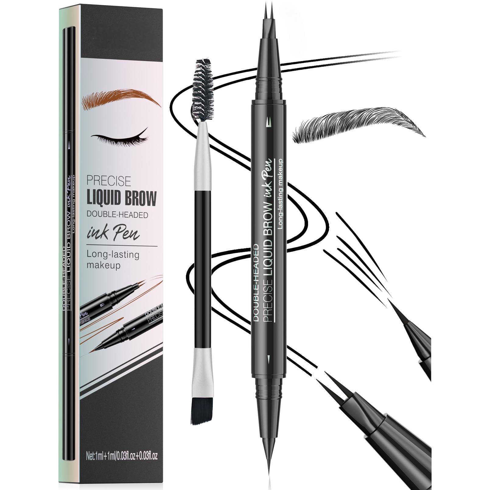 Magic Microblading Eyebrow Contouring Pencil - Eyebrow Pen,Brow Pencil 2-in-1 Dual-Ended - Precise Waterproof Brow Pen 2 Tipped Precise Waterproof With A Micro-Fork Tip Applicator