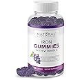 Iron Gummies with Vitamin C - Chewable Iron Supplement for Adults & Kids, Iron Deficiency Anemia, Red Blood Cell Support, Energy, Immune Function, Brain Health, Max Absorption, 60 Vegan Gummies