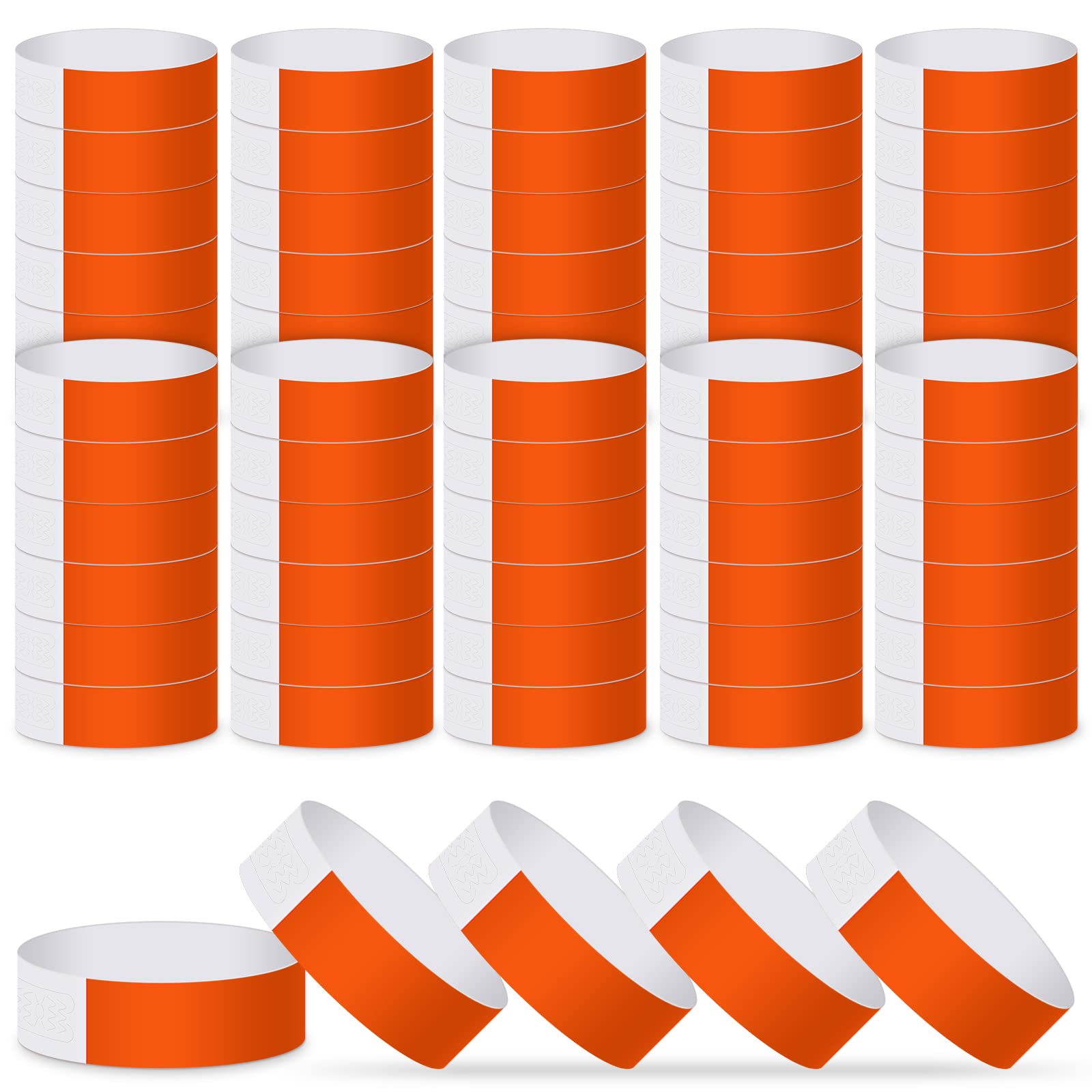 ASTARON Event Wristbands 200 Pcs Neon Orange Paper Wristbands for Events, Concerts, Clubs, Hotels, Fairs, Festivals
