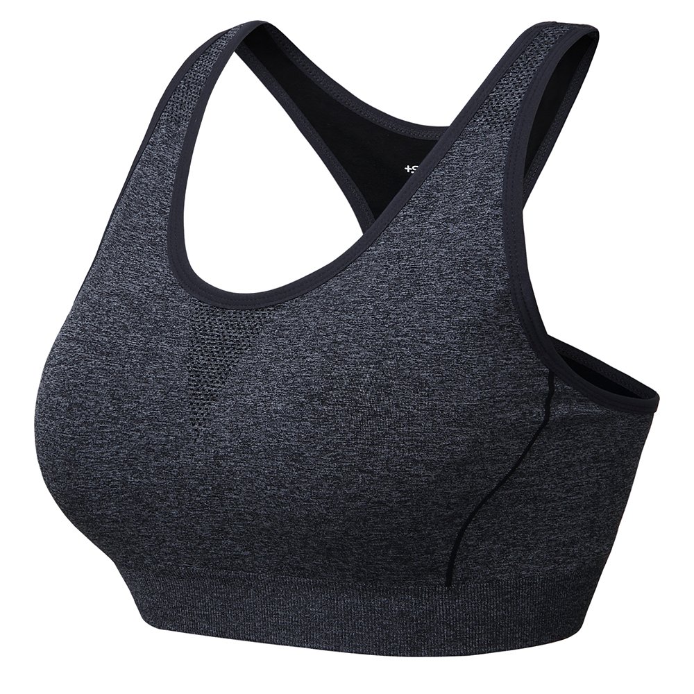 newlashua Women\'s High Support Quick Dry Racerback Workout Running Sports Bra Medium Grey
