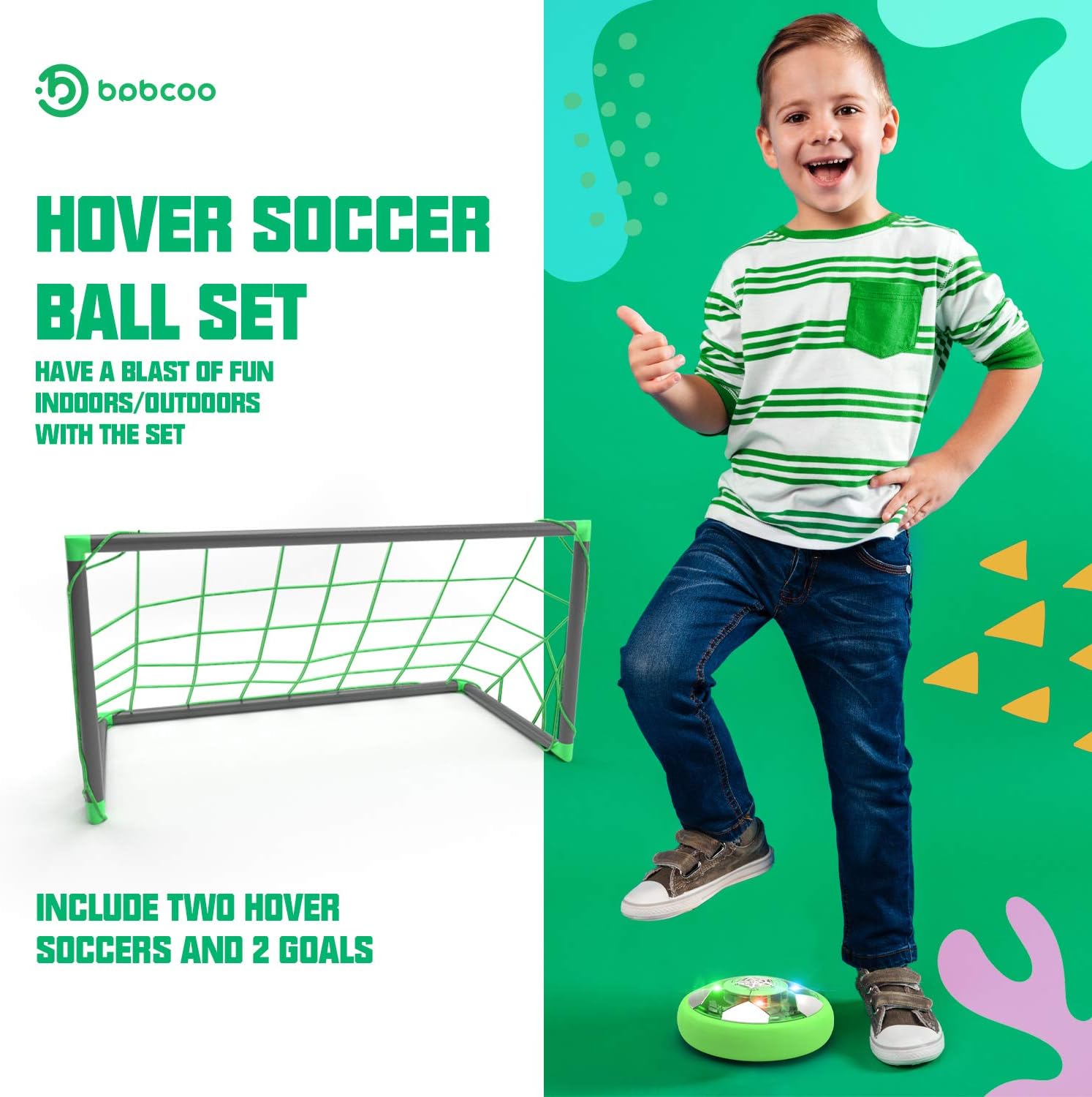 BABCOO Hover Soccer Ball Toy, Set of 2 Balls & 2 Goals, Indoor Toys for Kids with LED Light, Foam Bumper to Protect Furniture, Birthday Christmas for Boys and Girls: Toys & Games