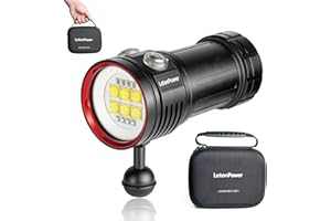 LetonPower Diving Flashlight, L15 10000Lumens Dive Light,100m Underwater Video Light, Scuba Dive Lights, Underwater Flashlight with Type-C Charging for Professional Under Water Sports