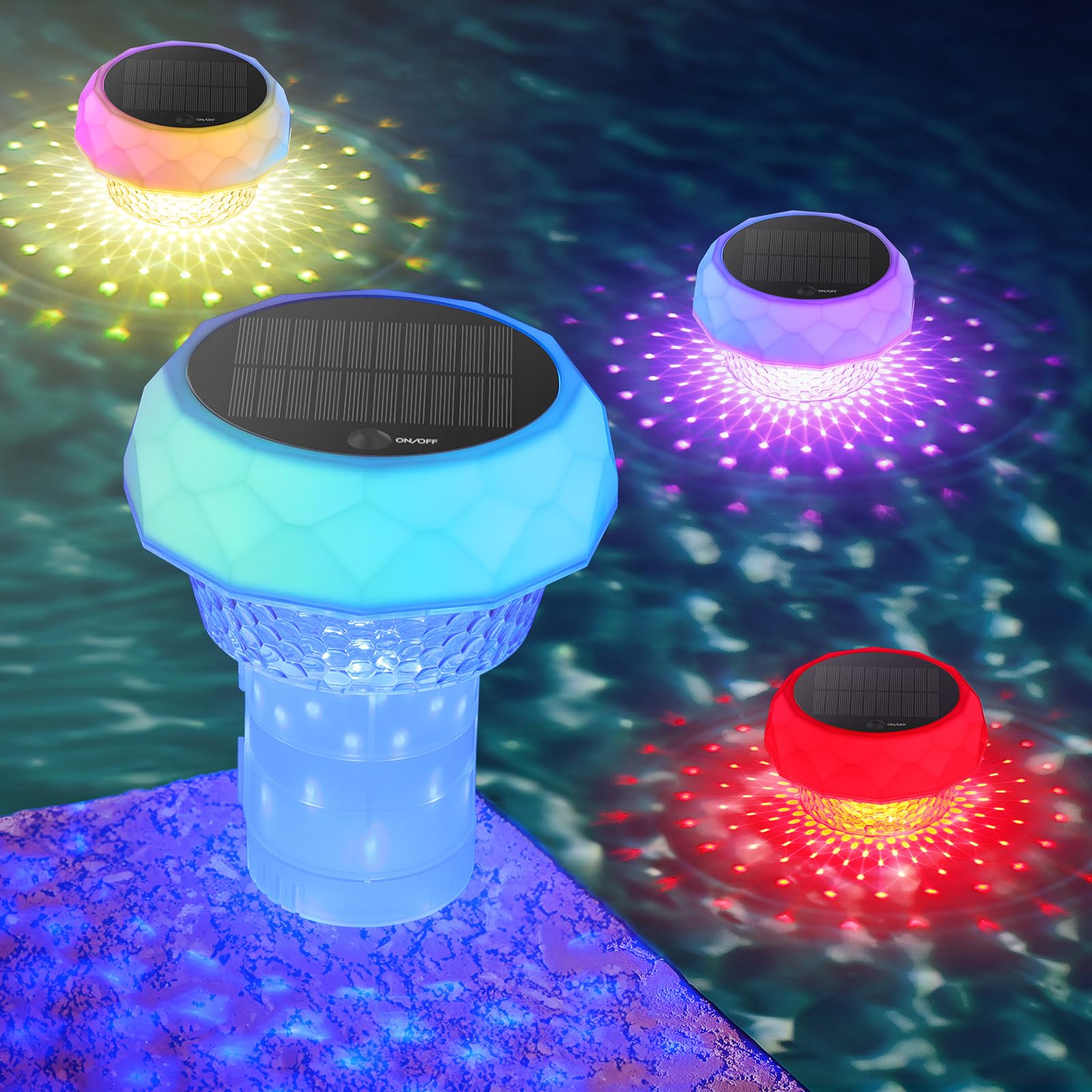 DoXtreme Solarbetriebene schwimmende Desinfektionsleuchte (1) Solar Poolbeleuchtung IP68 Pool Licht 8 Farbwechsel 42 Beleuchtungsmodi Teichbeleuchtung Poolbeleuchtung Solar für Schwimmbad, Party