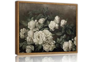 SHENIFY Vintage Landscape Framed Canvas Wall Art Rose Flower Classic Wall Prints Modern Kitchen Bathroom Office Decor - 8x10in Natural Framed