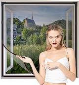 NeatiEase Adjustable DIY Magnetic Fly Screen 60x80 cm Grey Frame Black Net