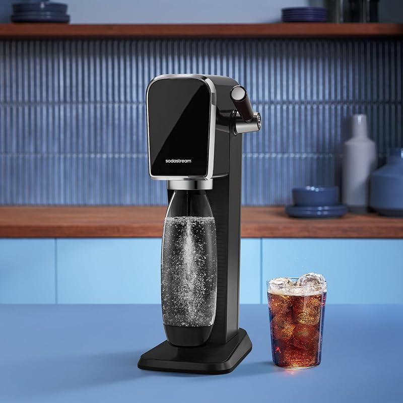 Wassersprudler ART mit CO2-Zylinder und 1x 1L spülmaschinenfeste Kunststoff-Flasche, Höhe 44cm, Schwarz, 44 cm