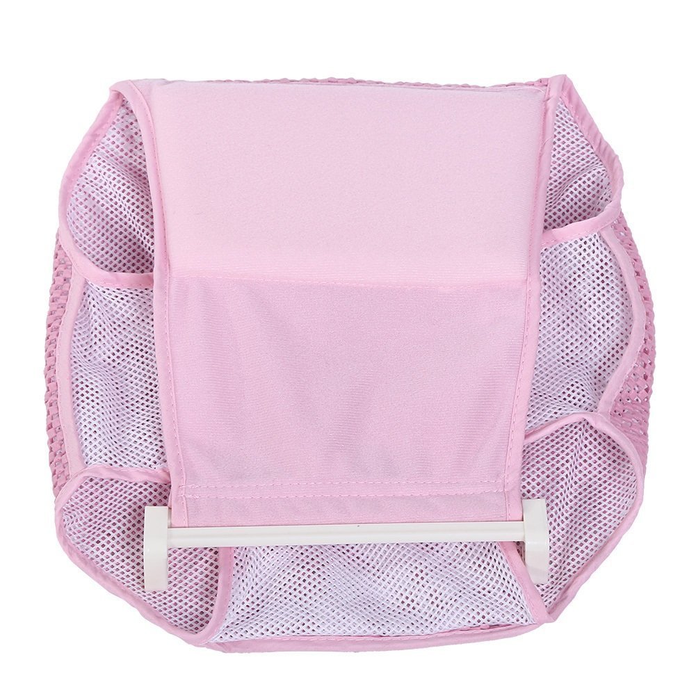 Newborn Infant Bath Net Safety Bathtub Seat Support Net Cross Shape Adjustable Mat Pad Baby Toddle Shower Cradle Cotton (Color : Pink)