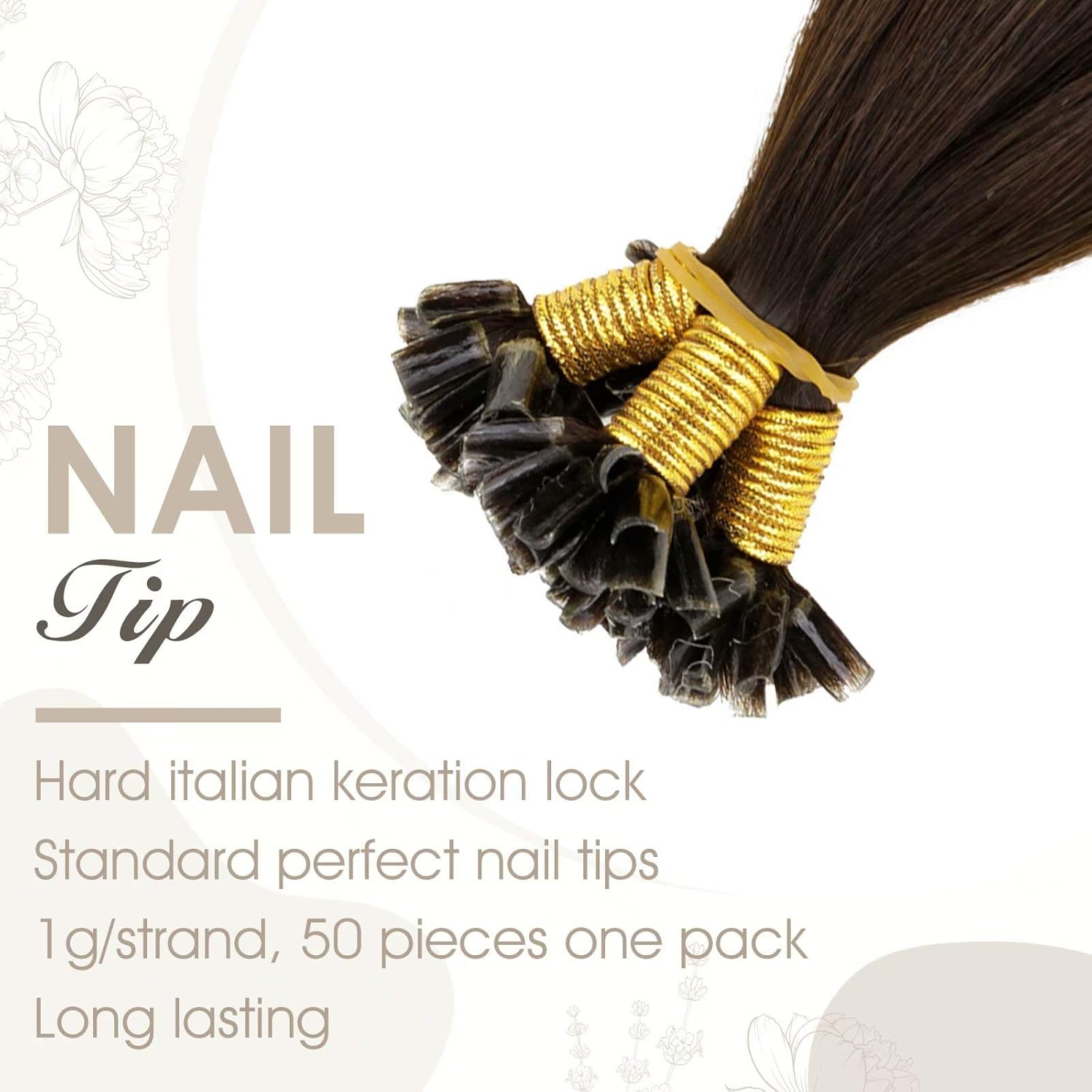 LaaVoo U Tip Hair Extensions Real Human Hair Brown, Remy Straight Darkest Brown Real Hair Extensions - Image 3
