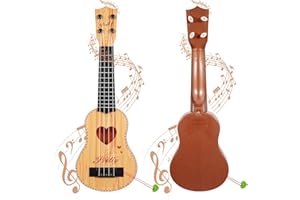 Raimy 17in Ukulele Guitar for Kids - 4 String Mini Learning Instruments Educational Musical Toy for Beginner Toddler Gifts for Age 3 4 5 6 7 8 9 Years Boys Girls Baby Children (Khaki)