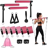 Pilates Bar Kit with Resistance Bands, Pilates Workout Equipment for Home Gym, Adjustable 3-Section Pilates Bar Kit for Women &amp; Men, Ideal Pilates at Home Kit for Full Body Training &amp; Flexibility